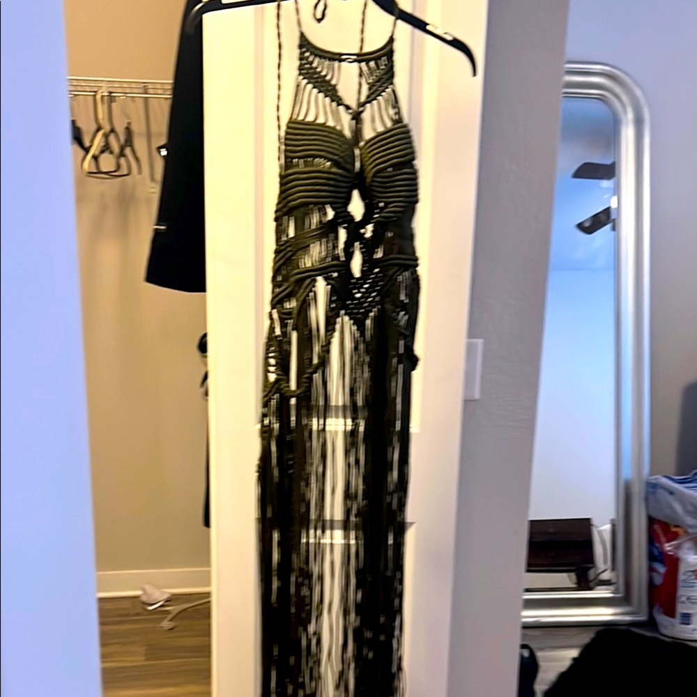 Black Fringe Maxi Dress